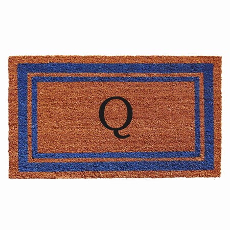 Monogram Door Mat, Natural, Blue, 24 in W x 36 in L